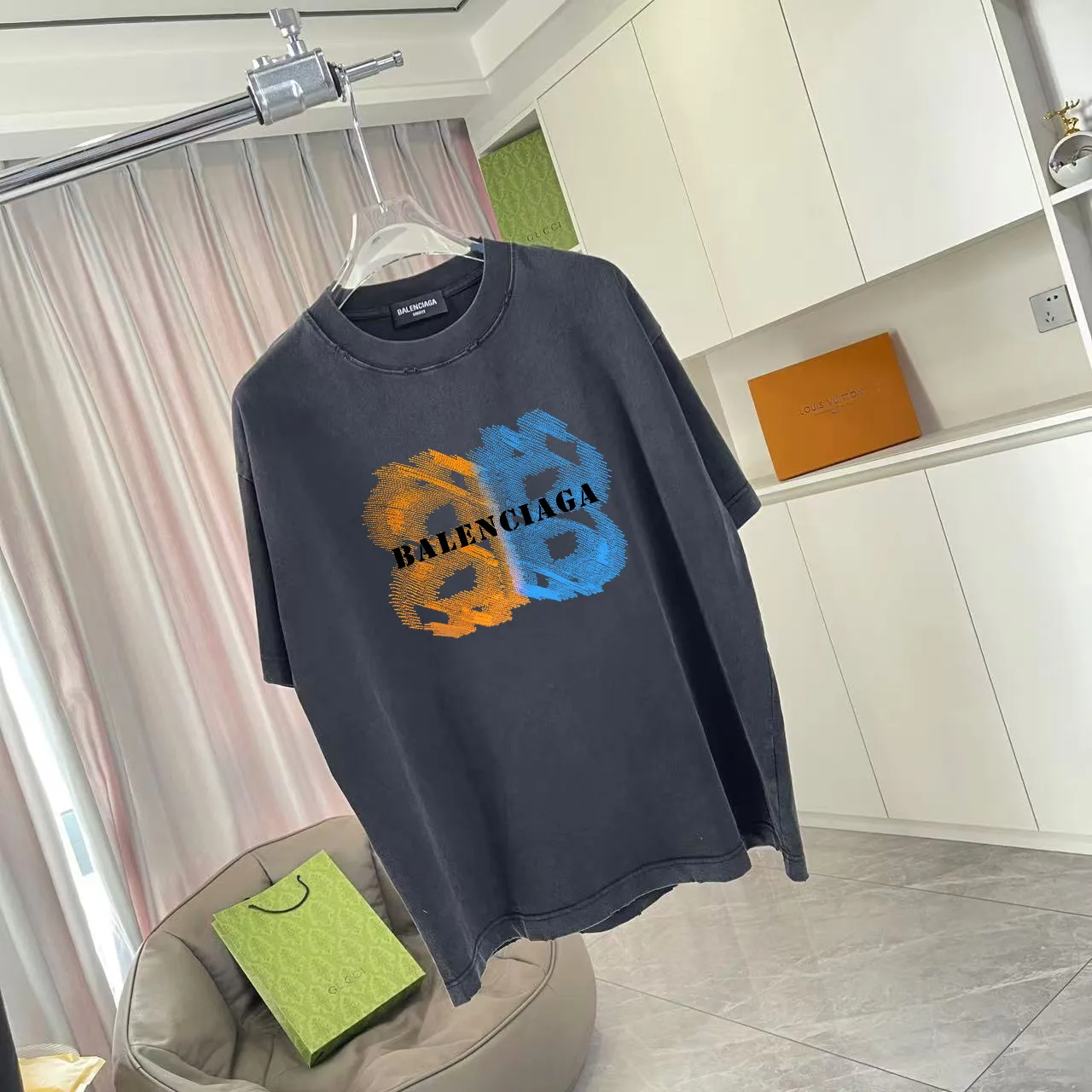 BALENCI*GA 2025 New Arrival logo 320g T Same Style Size：S M L XL XXL ：Black Gray Red Black